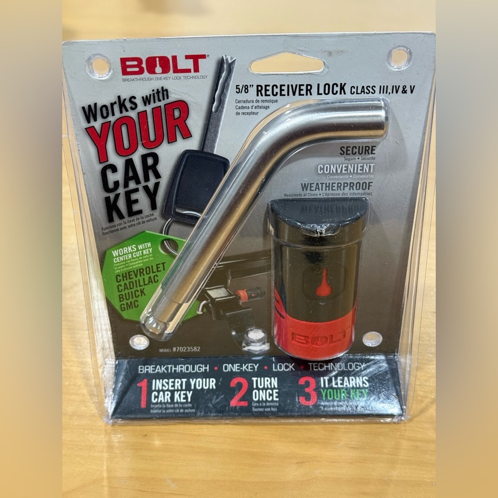 Bolt 5/8 Receiver Lock Class III, IV, & V Works With Center Cut Key. New Sealed